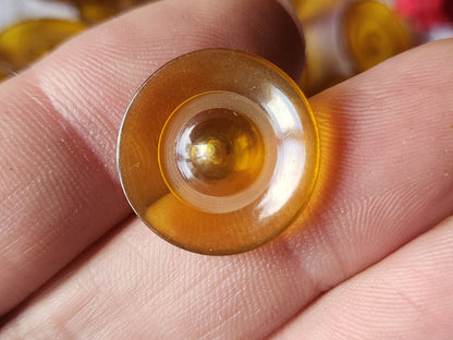 Lot 5 boutons anciens marron/ miel  transparents pied métal 1,9 cm ref 2946
