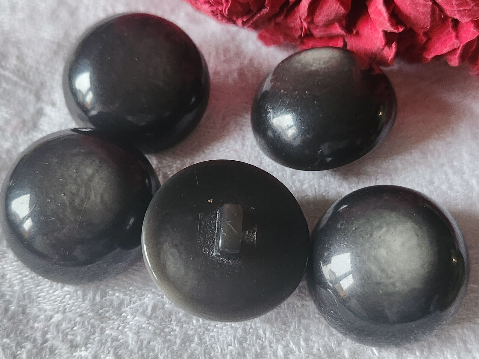 Lot 5 boutons vintage delmi sphere gris bombé 2,1 cm ref 569
