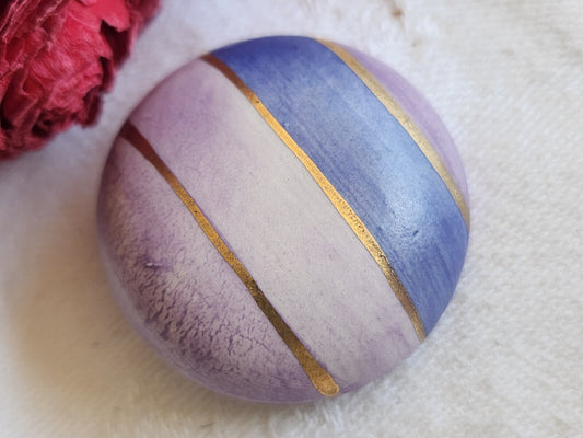 Enorme bouton vintage céramique parurier collection 3,3 cm pied violet G2O