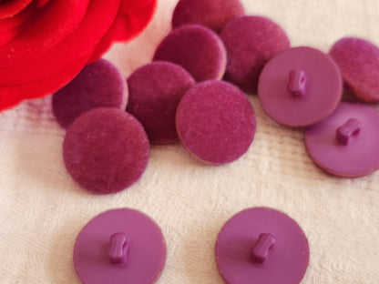 lot 12 boutons vintage violet   daim doudou tissu pied  1,9 cm 12 mm ref 6593