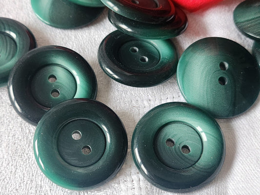 Lot 6 gros boutons vintage vert  3 cm trous veste camaieu ref 3341