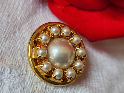 Bouton en métal doré coeur perle nacré pied  parurier 2,3 cm bijoux G17J