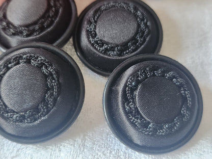 lot 6 boutons anciens vintage passementerie noir gros  2,7 cm  ref 6107