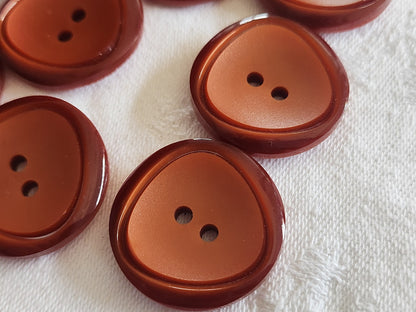 Lot 7 gros boutons vintage marron 2,7 cm trous ref 1726