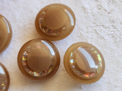 Lot 6  boutons vintage marron paillette mordoré 1,5 et 1,7 cm ref 691