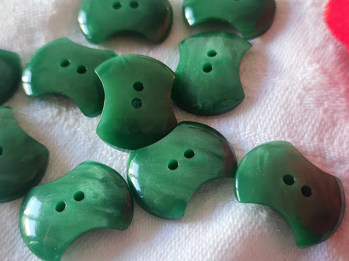 Lot 10 boutons vintage vert effet osselet/noeud trous 1,8 cm ref  61545