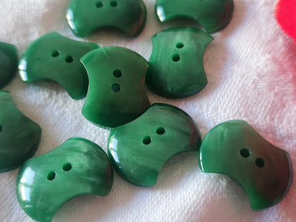 Lot 10 boutons vintage vert effet osselet/noeud trous 1,8 cm ref  61545