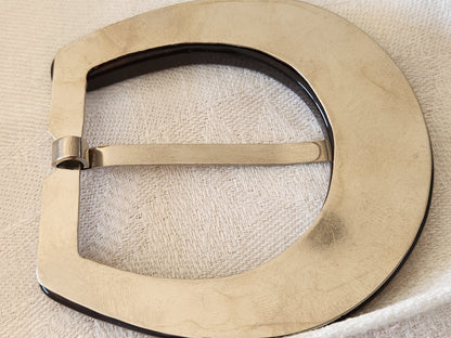 Très grosse boucle de ceinture vintage superbe marron  foncé