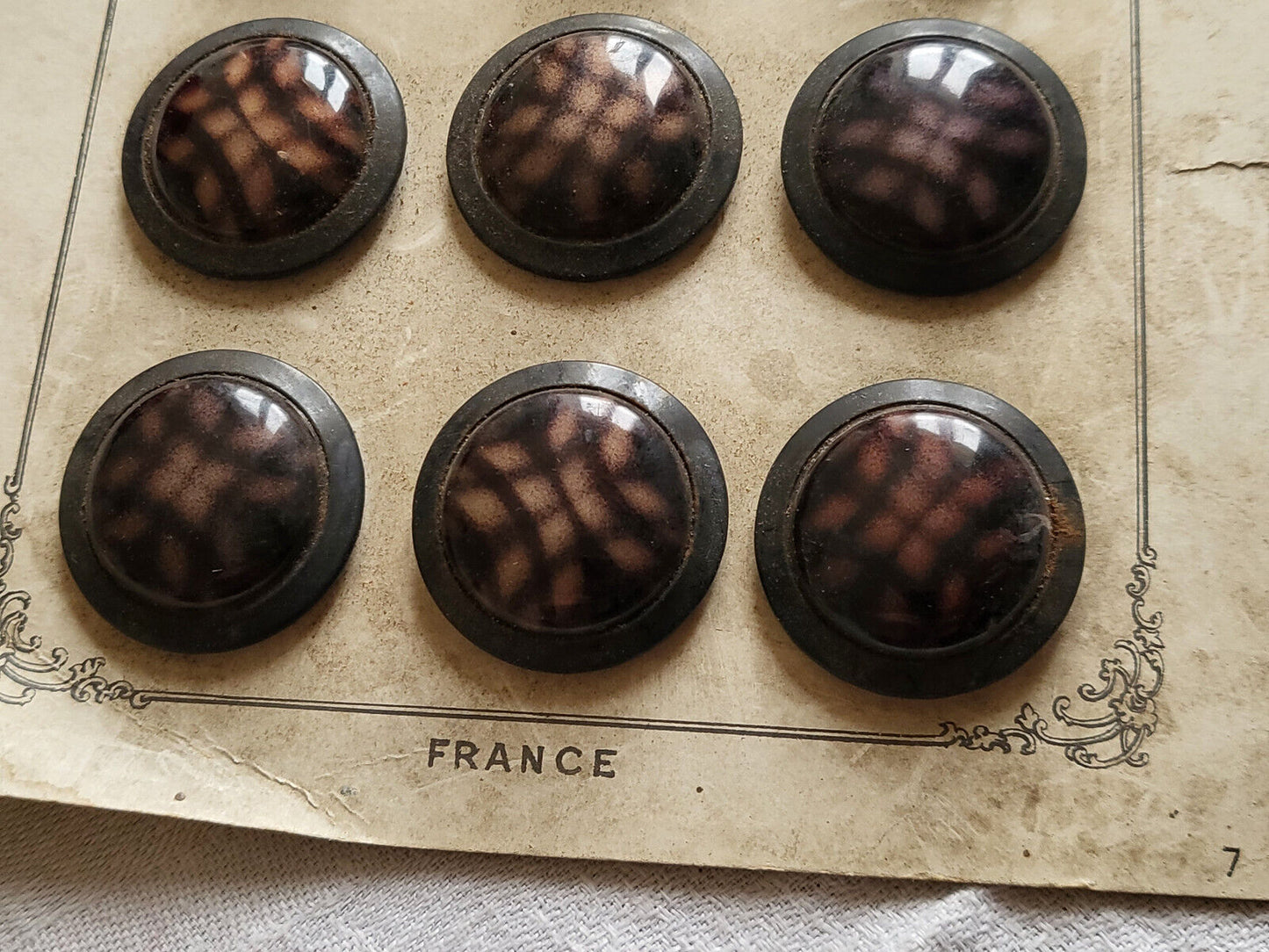 Lot 12  anciens gros boutons en celluloïd  violet métal 3,1 cm plaque T18