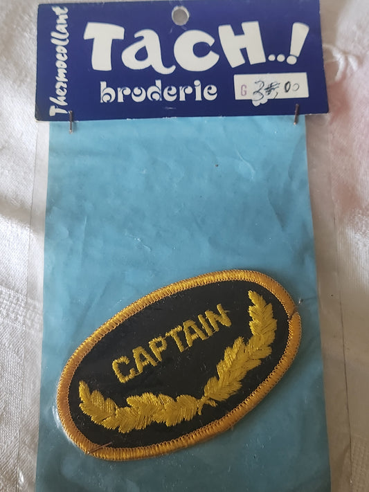 Ancien patch vintage thermocollant captain broderie customisation 