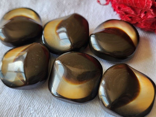 Lot 6 boutons vintage volume marron reflet nacré pied 2 cm ref 3352