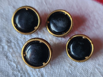 Lot 4 boutons anciens en verre doré or diamètre 1,3 cm  D7P