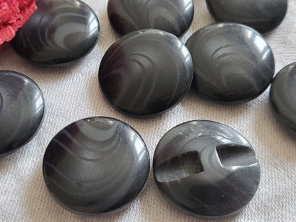 Lot 8 boutons vintage gris noir veiné  à pied 2,2 cm ref 1383