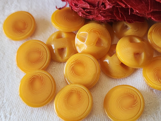 Lot 14 boutons vintage à pied orange veiné 1,5 cm ref 4897