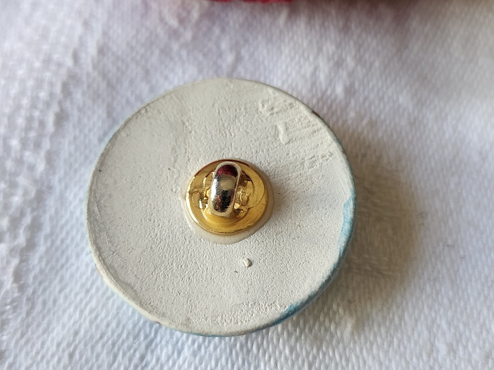 Gros bouton vintage céramique parurier collection 2,7 cm pied bleu G14I