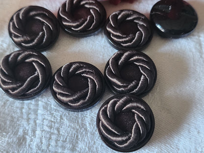 lot 6 boutons anciens vintage passementerie marron pied 1,9 cm ref 5669