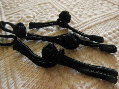 Lot 3 fermoirs brandebourgs noir tissu couture création bijoux sac pochette T17